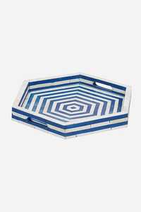 Plateau de service décoratif rectangulaire en bois fait main avec incrustations de os, plateau ottoman avec poignées, décoration de table basse, plateau de cuisine - Product Image 6