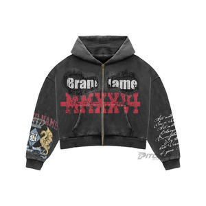 เสื้อฮู้ดดี้ทรงบ็อกซี่ ผ้าคอตตอนหนานุ่ม สไตล์วินเทจ พร้อมปักโลโก้ตามสั่ง พิมพ์ลายดิจิทัล สำหรับผู้ชาย สตรีทแวร์ - Product Image 2