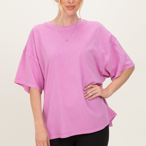 Women Loose Fit T-<b>Shirt</b> Acid Washed 100% Cotton Short Sleeve Oversized Drop Shoulder Women Men Unisex Summer Washed T <b>Shirts</b> - Product Image 1