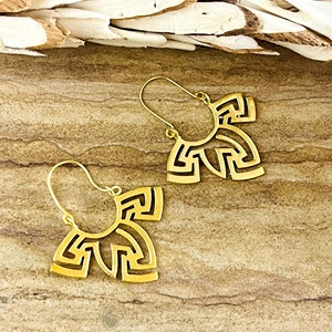 Meilleures Boucles d'Oreilles Créoles Géométriques Tribales au Design Unique, Boucles d'Oreilles Bohèmes en Laiton pour Femmes, Plaqué Or 18K, Style Ethnique Chandelier, Vente en Gros/OEM/ODM - Product Image 5