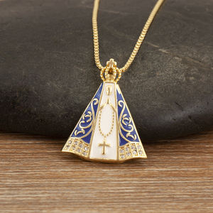 QIKU kalung liontin Liberty patung bendera Amerika kustom rantai sambungan tembaga yang dipersonalisasi persegi Hip Hop pria - Product Image 4