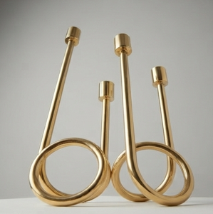 Porte-bougie en laiton en spirale, style moderne, doré, décoration d'intérieur, centre de table - Product Image 3