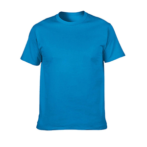 เสื้อยืดคอกลมสีน้ำเงินล้วนสำหรับผู้ชาย เสื้อยืดแขนสั้นผ้าฝ้ายลำลอง เสื้อยืดคอกลมสีน้ำเงินล้วนเนื้อนุ่มสบายสำหรับผู้ชาย - Product Image 1
