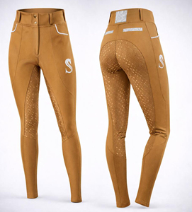 Pantalones de equitación de punto para mujer, de cintura alta, elásticos en cuatro direcciones, con bolsillos, de color liso, de largo completo, ecológicos y de secado rápido. - Product Image 6
