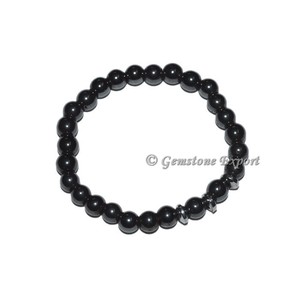 สร้อยข้อมือหินออนิกซ์สีดำบริสุทธิ์ทรงกลม ขายส่งเครื่องประดับคริสตัลแฟชั่น - Product Image 1