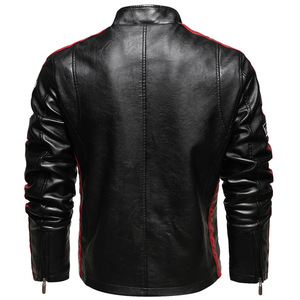 Blouson moto en cuir PU noir pour homme, à capuche, fermeture éclair, coupe ajustée, longueur standard, style hiver, décoration vintage, décontracté - Product Image 3