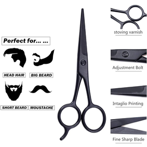 High Quality Barber <b>Beard</b> <b>Scissors</b> Personal Care Home And Salon Use Men's Mustache <b>Scissors</b> With Adjustable Finger Rest - Product Image 6