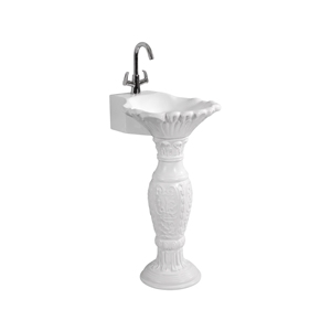 Lavabo de Pedestal Sonica con Forma de Flor, Estilo Victoriano, Acabado Brillante, Montado en el Suelo, Capacidad de 12L, Lavabo para Baño - Product Image 1