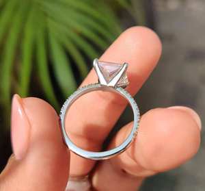 Bague de fiançailles et de mariage Kushi Diamond Designer, taille princesse, pavée de diamants, en argent sterling certifié IGI, luxe premium - Product Image 3