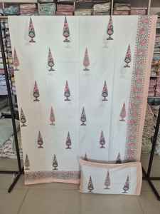 Draps de lit king size en percale de coton imprimés à la main - Product Image 2