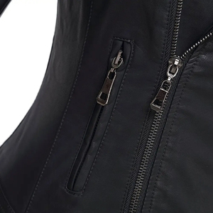 Chaqueta de cuero para mujer con diseño OEM personalizado, MOQ bajo, precio razonable, secado rápido, en venta. - Product Image 4