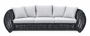 Conjunto de Sofá de Ratán Contemporáneo para Exteriores con Cojines Blancos, Muebles de Jardín de 3 Piezas para una Vida al Aire Libre con Estilo y Relajación - Product Image 5
