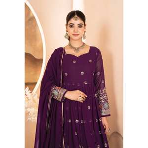 Treize D femmes violet paillettes et multi-fils broderie taille S robe parfaite fête porter ensemble - Product Image 6