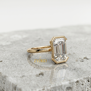 Emerald Cut Solitaire Engagement <b>Ring</b> in 925 Sterling <b>Silver</b> Minimalist Bezel <b>Set</b> Statement <b>Ring</b> for Women - Product Image 5