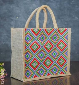 Sac fourre-tout en jute biologique artisanal de qualité supérieure avec poignées en coton renforcées, sac de courses réutilisable écologique - Product Image 4