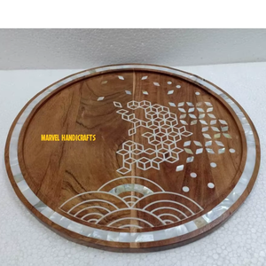 Luxury Ramadan 2022 Mother of Pearl Wood Craft Serving Tray | Eid Decor Home Decoration Chocolate Serving Kitchenware Tray <b>Gift</b> - Product Image 2