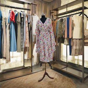 Robes de plage longues pour femmes, style bohème, imprimé floral, col en V, taille élastique, coton, été, automne, mode douce - Product Image 1