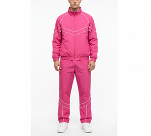 Custom Sportwear Streetwear Casual Tracksuit Men <b>Jacket</b> and Jogger Set <b>Reflective</b> Windbreaker Polyester Sets - Product Image 1