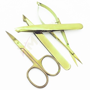 Pinzas para Cejas RMI Gold con Logotipo Personalizado, Calidad Profesional, Acero Inoxidable, Punta Inclinada y Puntiaguda, Tijeras para Cejas con Resorte, con Caja - Product Image 5