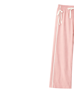 Custom Women Wide Leg Sweatpants <b>Light</b> PInk Side Stripe High Waist Loose Fit Casual Track Pants Elastic Drawstring Lounge Wear - Product Image 3