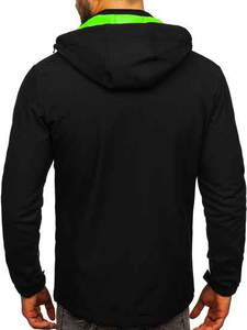 Veste en polaire noire pour homme de qualité supérieure avec fermeture éclair vert fluo, à capuche, coupe-vent, décontractée, pour l'hiver, coupe classique, fournisseur OEM - Product Image 5