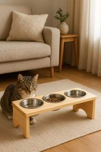 Support surélevé en bois de qualité supérieure pour gamelles de chien avec bols en acier inoxydable pour chiens de petite, moyenne et grande taille - Product Image 4