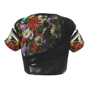 เสื้อครอปสำหรับผู้หญิงเสื้อครอปแบบลำลองพิมพ์โลโก้จำนวนมากผลิตจากผ้าฝ้ายสั่งผลิตได้ตามต้องการ - Product Image 2