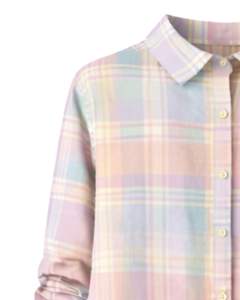 Robe chemise à carreaux pastel pour femme, manches longues, boutonnée, mi-longue, décontractée, coupe ample, en coton tissé avec poches, multicolore, pour le printemps - Product Image 4