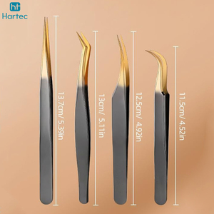 New Trendy High-End Custom Logo Tweezer Set, Gradient Gold and Black Finish, Durable Stainless Steel Lash Extension Tools - Product Image 4