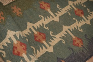Handloom Kilim <b>Runner</b> Rug Forest Olive Green Geometric Pattern Wool Latex Eco Friendly Hallway <b>Runner</b> Floor <b>Carpet</b> for Living - Product Image 2
