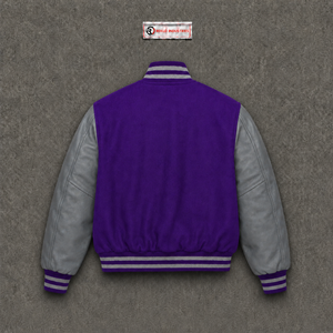 NOUVEAU Blouson universitaire en laine violette pour la vente en gros, coupe régulière, col rabattu, style décontracté, pour l'automne et toutes les saisons - Product Image 6