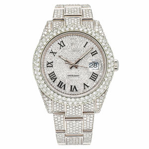 Montre à quartz en acier inoxydable de luxe, style hip-hop, avec diamants Moissanite VVS, bracelet de 20 mm, cadran en verre, unisexe - Product Image 1