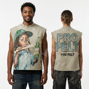 Stylish Fashionable Whole Sale OEM ODM Sleeveless Tank Top Men Women Cotton Streetwear Casual Oversized Fit Styles T Shirts - Product Image 2