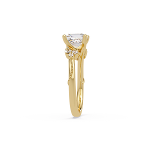Vintage 14K Yellow <b>Gold</b> Lab Grown Asscher Cut Engagement <b>Ring</b> <b>Set</b> Nature Inspired Marquise Cluster Wedding <b>Rings</b> Bridal <b>Set</b> - Product Image 4