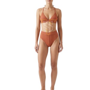 Conjunto de Bikini Personalizado para Mujer, Cintura Alta, Color Sólido, Spandex y Nailon de Alta Calidad, Traje de Baño Elástico de Dos Piezas - Product Image 1