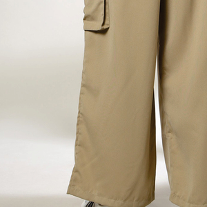 Pantalones Cargo de Cintura Alta para Mujer, Color Sólido, Cintura Elástica, Corte Holgado, Largos, Casuales, de Lona Transpirable - Product Image 4