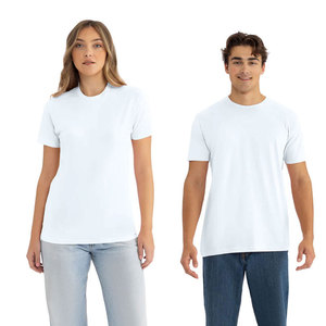T-shirt en coton blanc pour homme et femme, coupe classique, col rond, manches courtes, jersey décontracté, inspiré de Next Level Apparel - Product Image 1