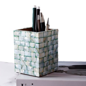 Artistic Resin <b>Pen</b> Holder with Black <b>White</b> Geometric Pattern Desk Organizer for Home Office Decoration - Product Image 3
