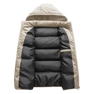 Winter Outdoor Coated Sleeveless Bubble Waterproof Breathable Hooded Puffer <b>Vest</b> Custom <b>Utility</b> Outerwear Beige Solid Color - Product Image 4