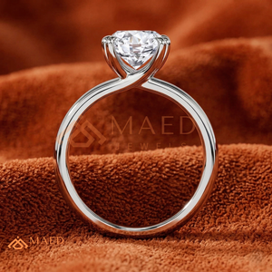 White Gold Polished Double-Prong Oval Promise <b>Ring</b> – Sophisticated Bridal <b>Solitaire</b> Minimalist <b>Silver</b> Oval Moissanite <b>Ring</b> - Product Image 3