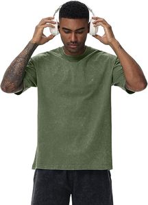 Camiseta para Hombre con Lavado Ácido, Fabricante, Corte Ajustado Personalizado, 220g, Algodón Transpirable Ecológico, Venta al por Mayor, OEM, ODM, Marca Privada - Product Image 2