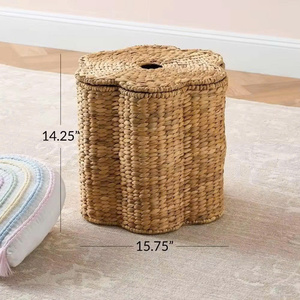Cesta de jacinto de agua tejida en forma de flor, cesta de almacenamiento hecha a mano, venta al por mayor, ecológica, hecha en Vietnam - Product Image 4