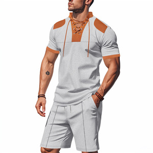 2026 Men's Summer 2-Piece Set Short Sleeve <b>T</b> Shirt Hoodie Customizable Sports Jogging Tracksuit for Gym Training for Outdoor - Product Image 4