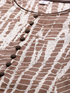 Kurta Anarkali en coton tie-dye marron, grande taille, col rond, manches trois quarts, coupe décontractée, tenue de tous les jours pour femmes - Product Image 2