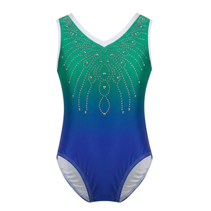 Customized Girls <b>Gymnastic</b> Competition <b>Leotards</b> Polyester Microfiber Embossed Shiny Rhinestone <b>Rhythmic</b> Artistic Training - Product Image 4