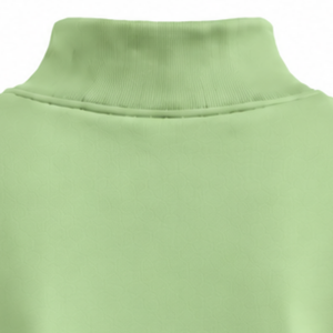 Sage Green <b>Women</b> High Neck Sweatshirt <b>Long</b> Sleeve Loose Fit Pullover Fleece Mock Neck Casual Winter Streetwear Fashion <b>Jumper</b> - Product Image 4