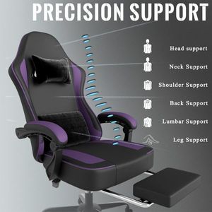 Sedia da Gaming Ergonomica in Pelle PU per Adulti, Traspirante con Cuscino a Molle Insacchettate e Poggiapiedi per Gaming e Uso al Computer - Product Image 6