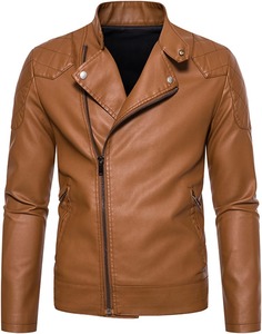 Mens Brown Leather <b>Jacket</b> <b>Shearling</b> Collar Winter Coat Warm Fleece Lined Vintage <b>Bomber</b> Outerwear - Product Image 1