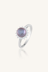 Anillo de Plata de Ley 92.5 con Perla Azul y Circonita Cúbica KLSR-11885 - Product Image 1
