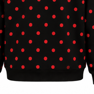 Black <b>Red</b> Polka Dot Women Pullover <b>Hoodie</b> Casual Fleece Sweatshirt Long Sleeve Drawstring Hood Kangaroo Pocket Streetwear - Product Image 6